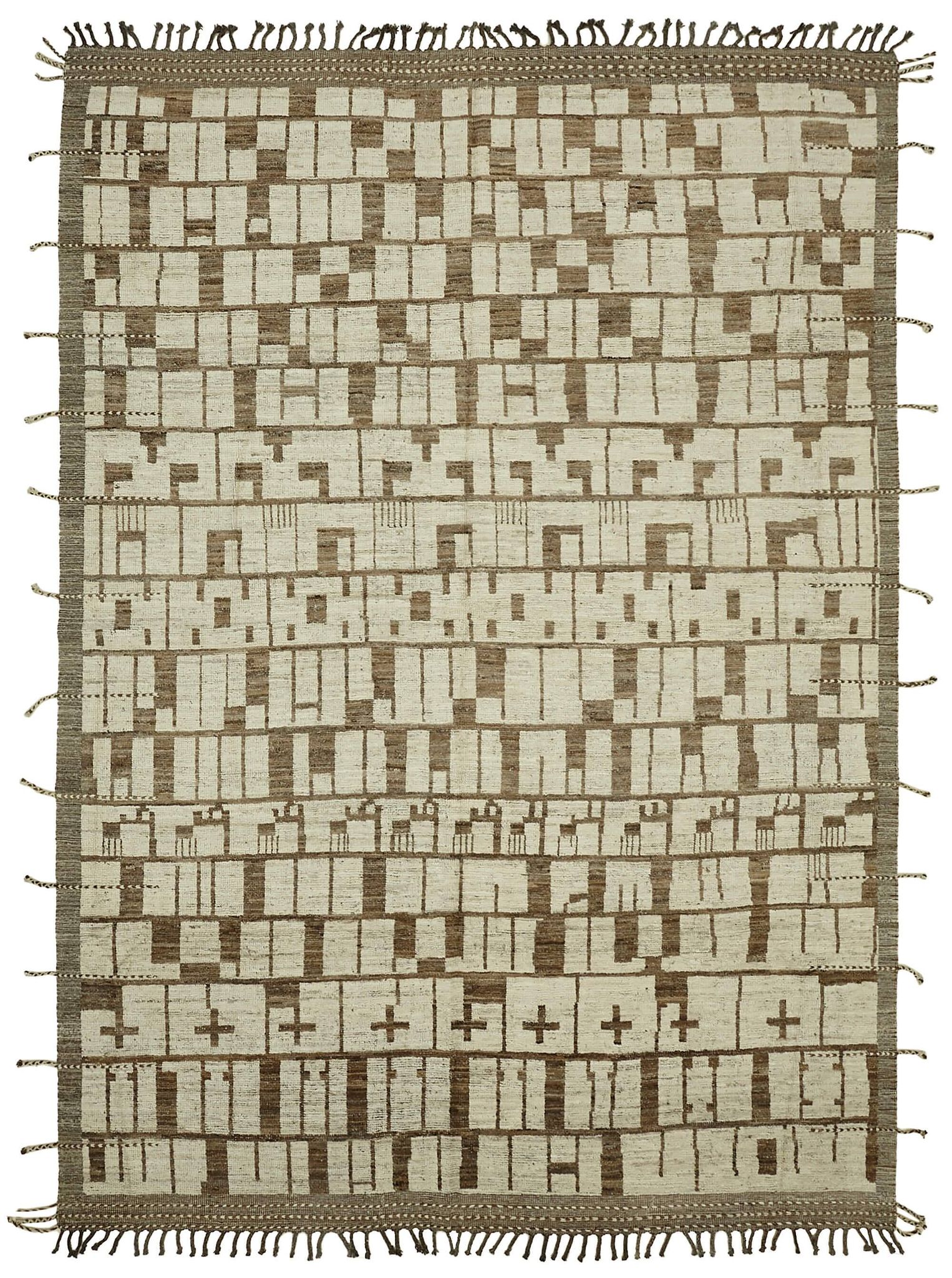 Hand-Knotted Tribal Unique 278 cm x 396 cm Beige Wool Carpet