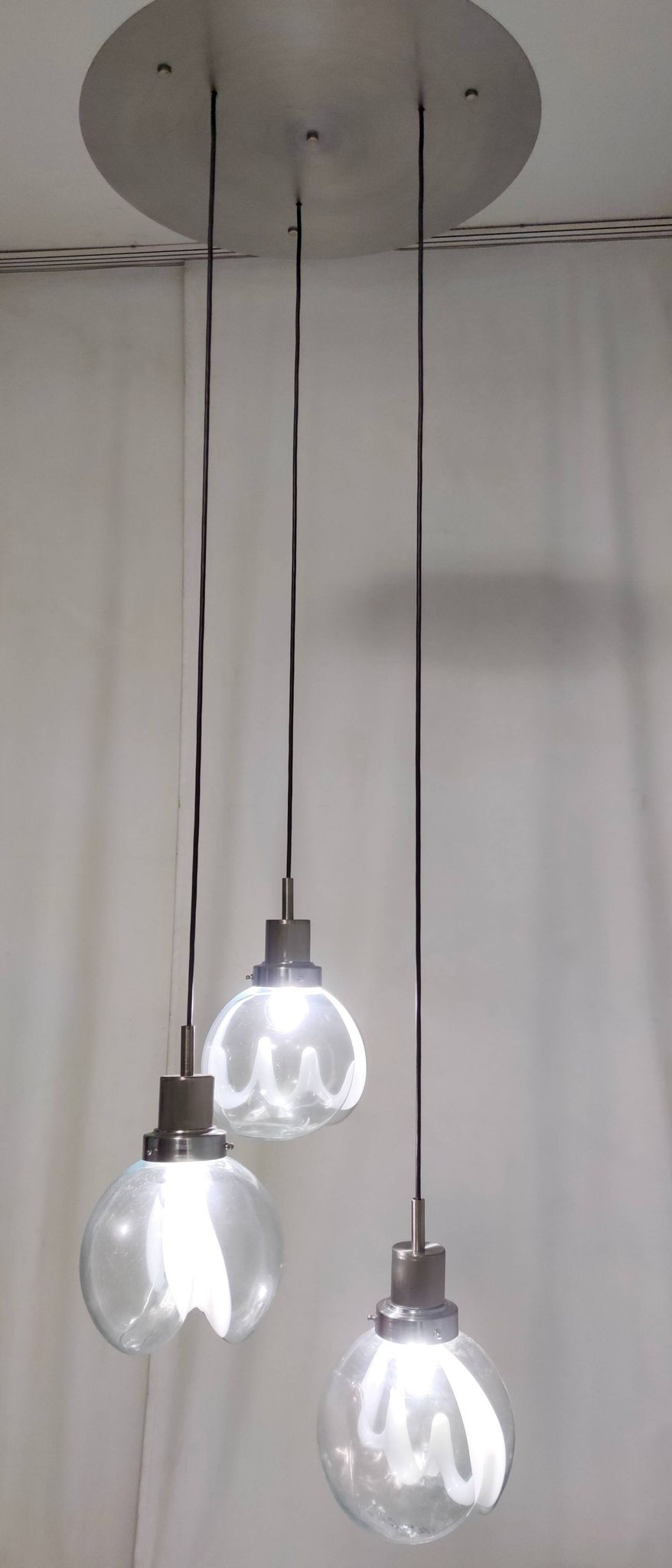 Murano Glass and Varnished Metal 3-Light Pendant by Toni Zuccheri for Venini