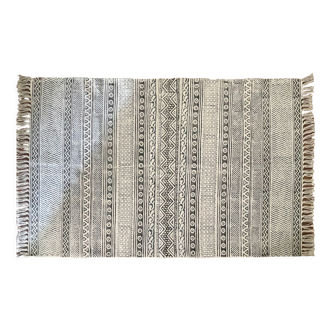 Cotton hand weaved hand block printed picnic rug