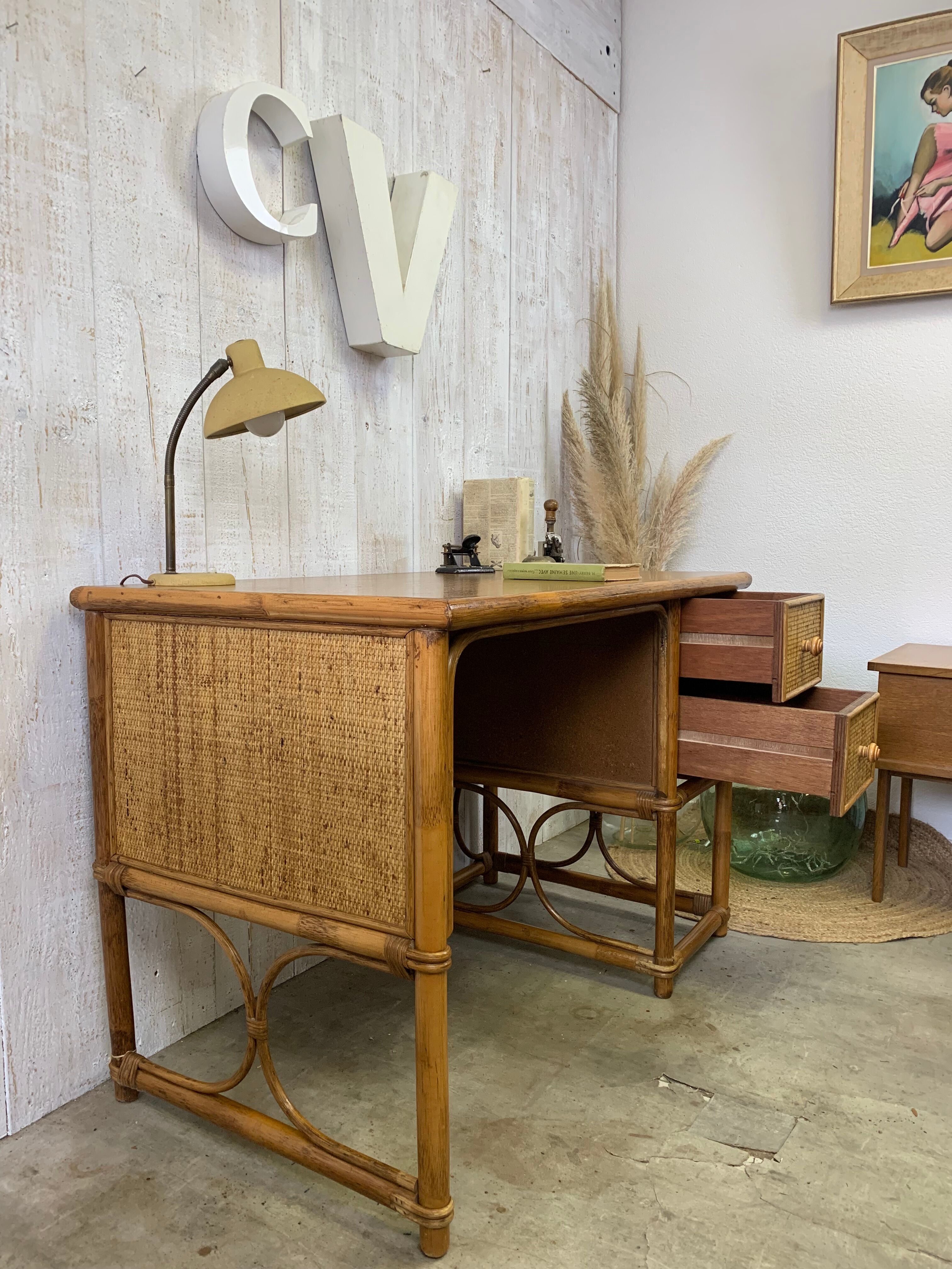 Vintage rattan desk