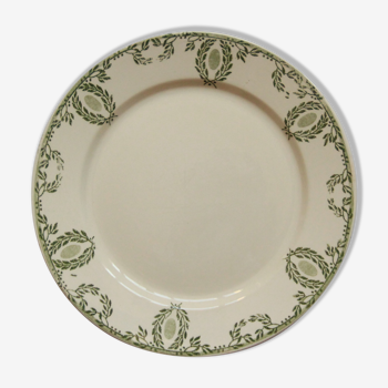 Compotier assiette haute sur pied faïence ancienne française Sarreguemines U et Cie modèle Arcole