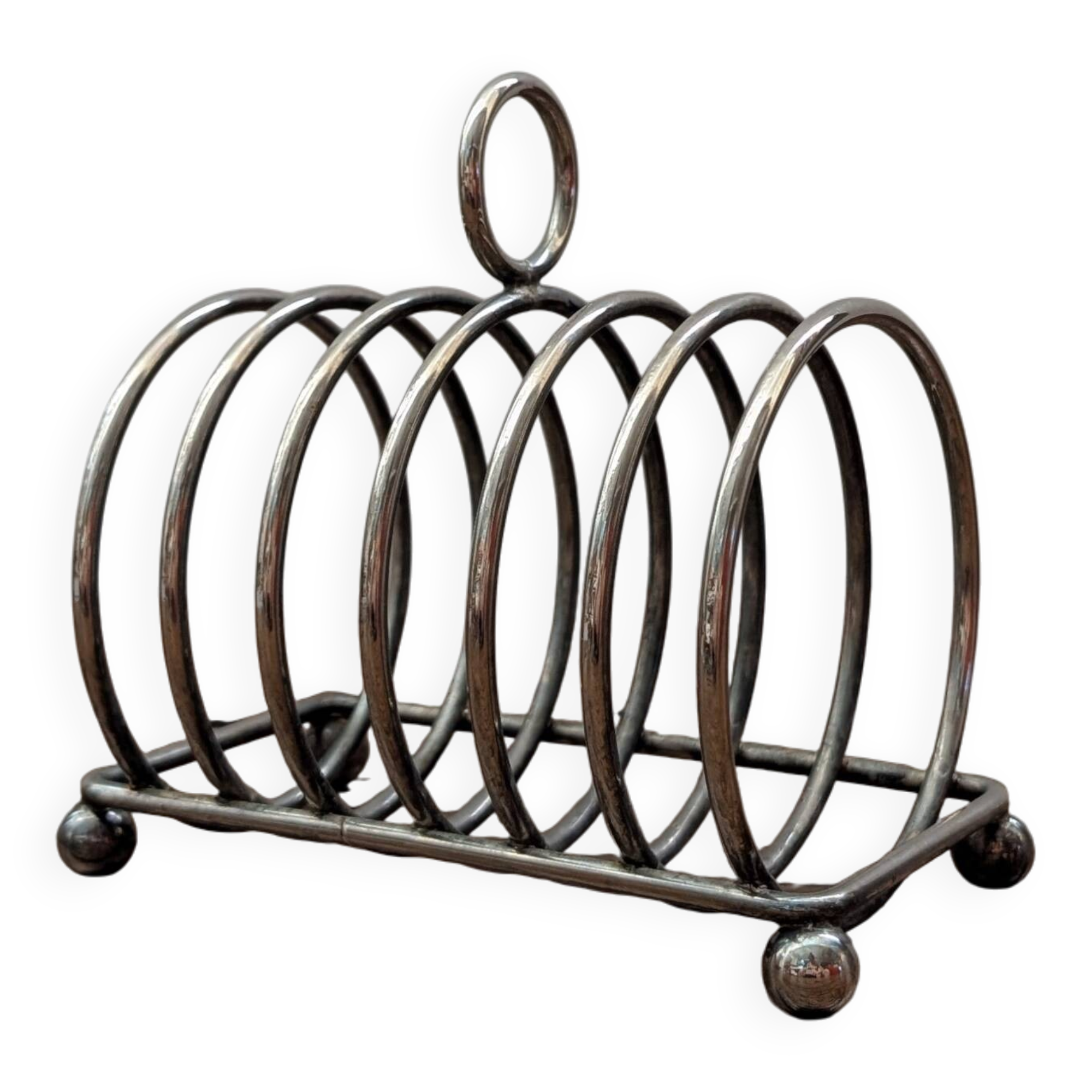 Vintage chrome metal toast rack with spirals