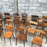 Lot of 15 mismatched bistro chairs in curved wood