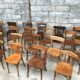 Set of 15 mismatched curved wood bistro chairs