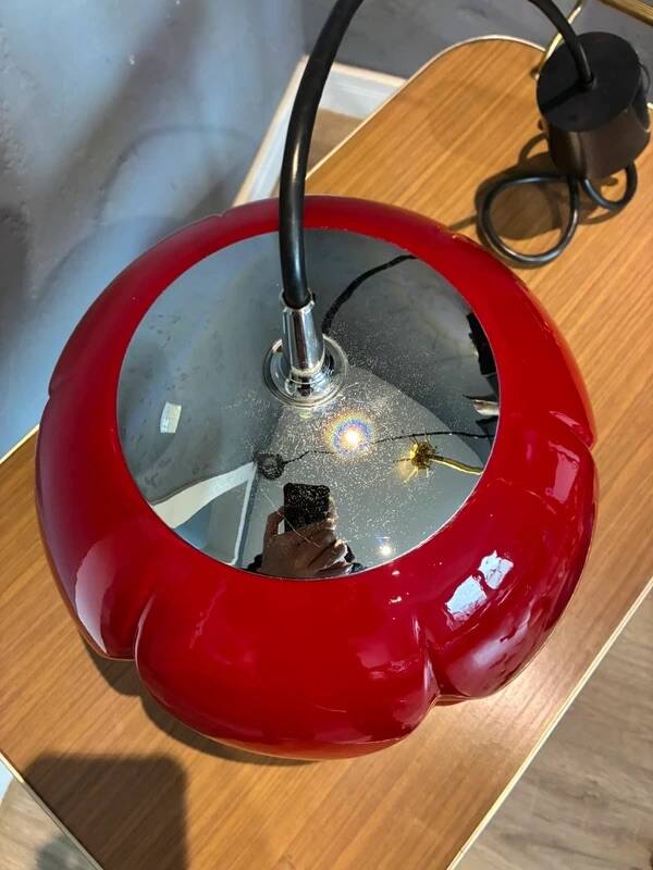 Lampe pendentif rétro rouge vintage – Peill & Putzler années 1970