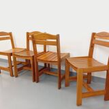 Set of 4 vintage pine chairs from the 70s