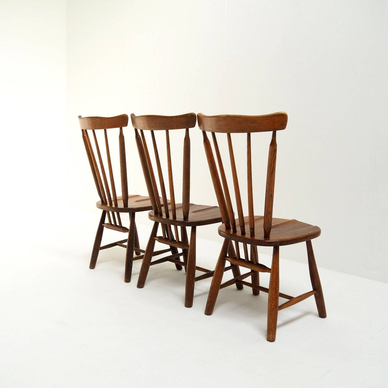Set of 6 Vintage Chairs in the Japandi Brutalist Style