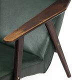Vintage armchairs with green leather upholstery, 1960s