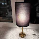 Brass night lamp, table lamp with lampshade, Germany, 1970s.
