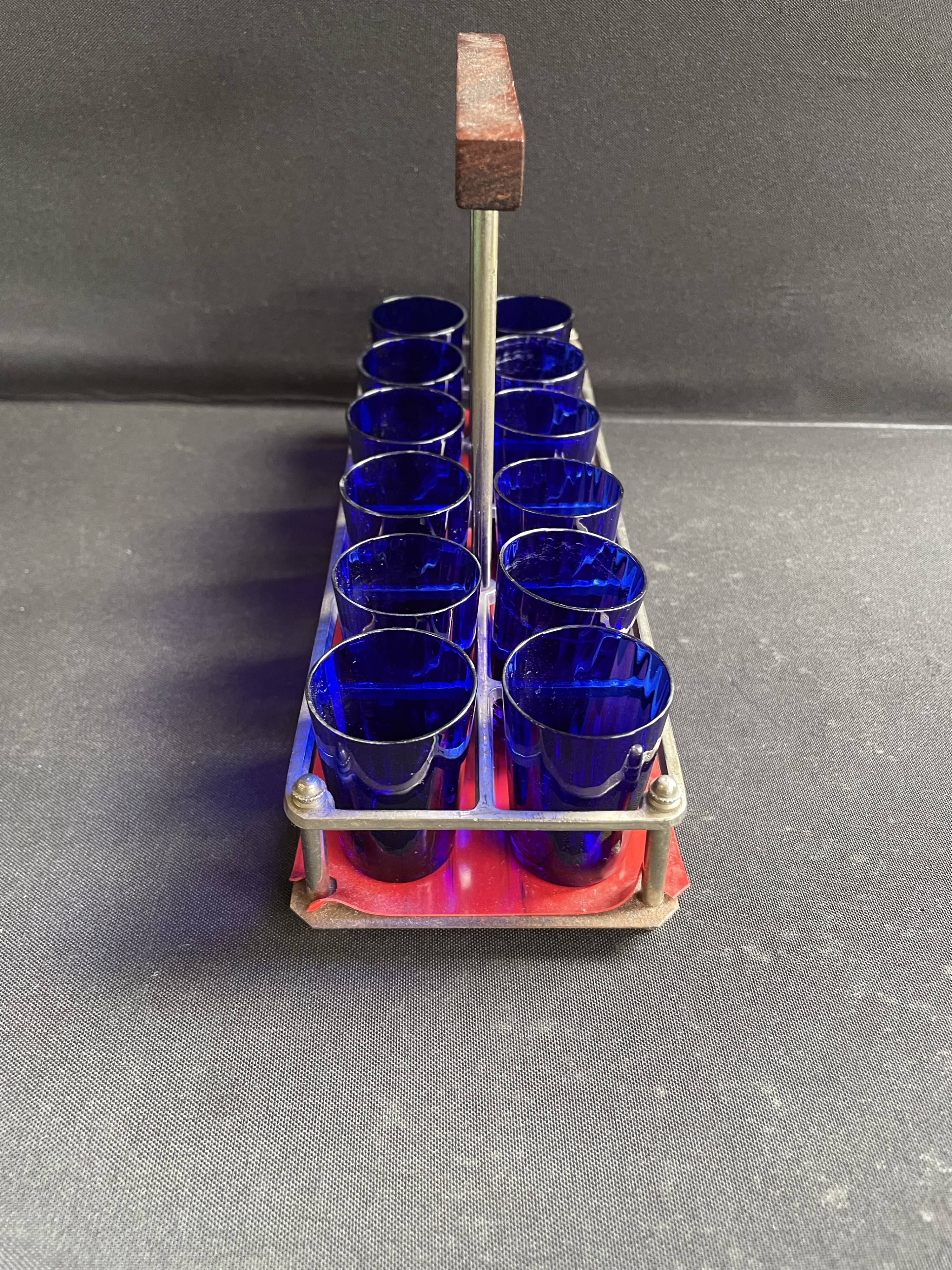 Blue liqueur glass set