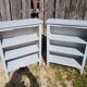 Pair Old Furniture Library 3 Vintage Grey Wood Shelves