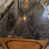 "Louis XIV" style commode with green Alpine marble and walnut burl.