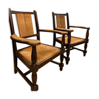 Duo of fireside armchairs