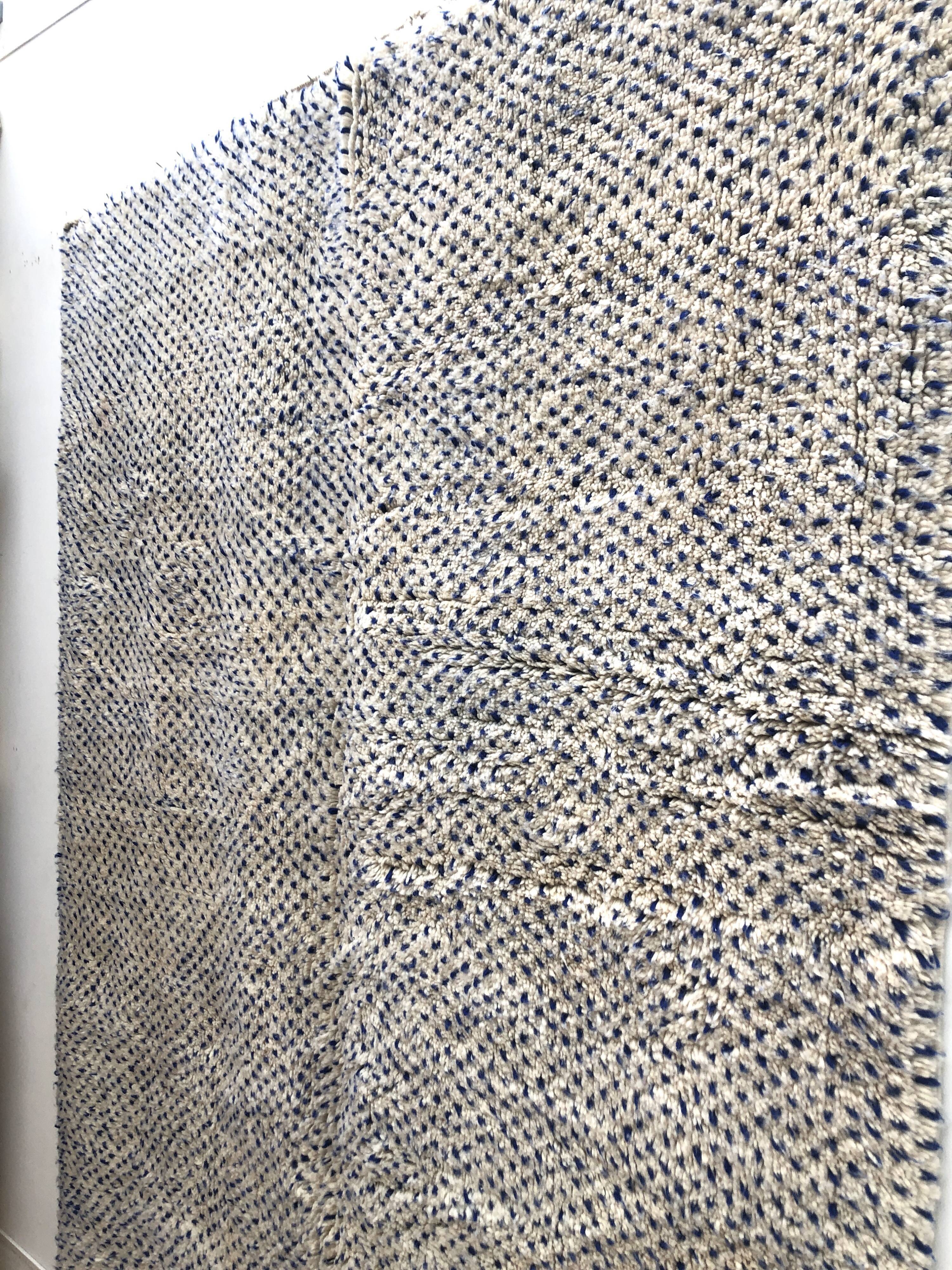 Moroccan Berber carpet Beni Ouarain speckled majorelle blue 3,01x2m