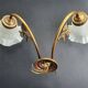 Paire d'appliques murales grandes doubles Art-Déco tulipes vintage France