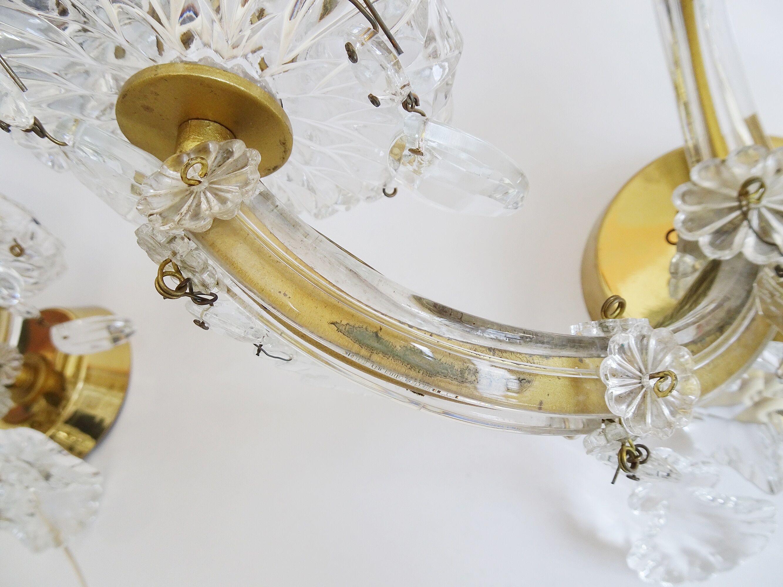 Wall lamps set made of crystal glass