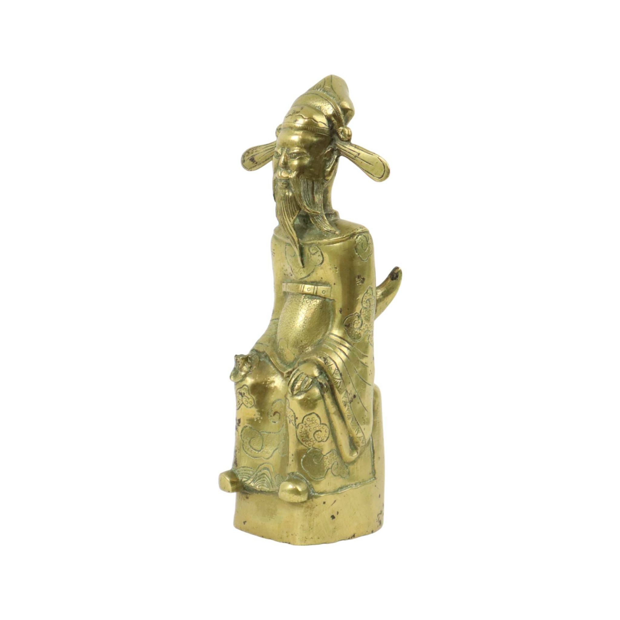 Vintage Brass Statue Kitchen God Zao Jun Buddha Statue