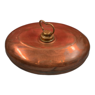 Ancienne bouillotte ovale en cuivre / bouchon a vis en laiton