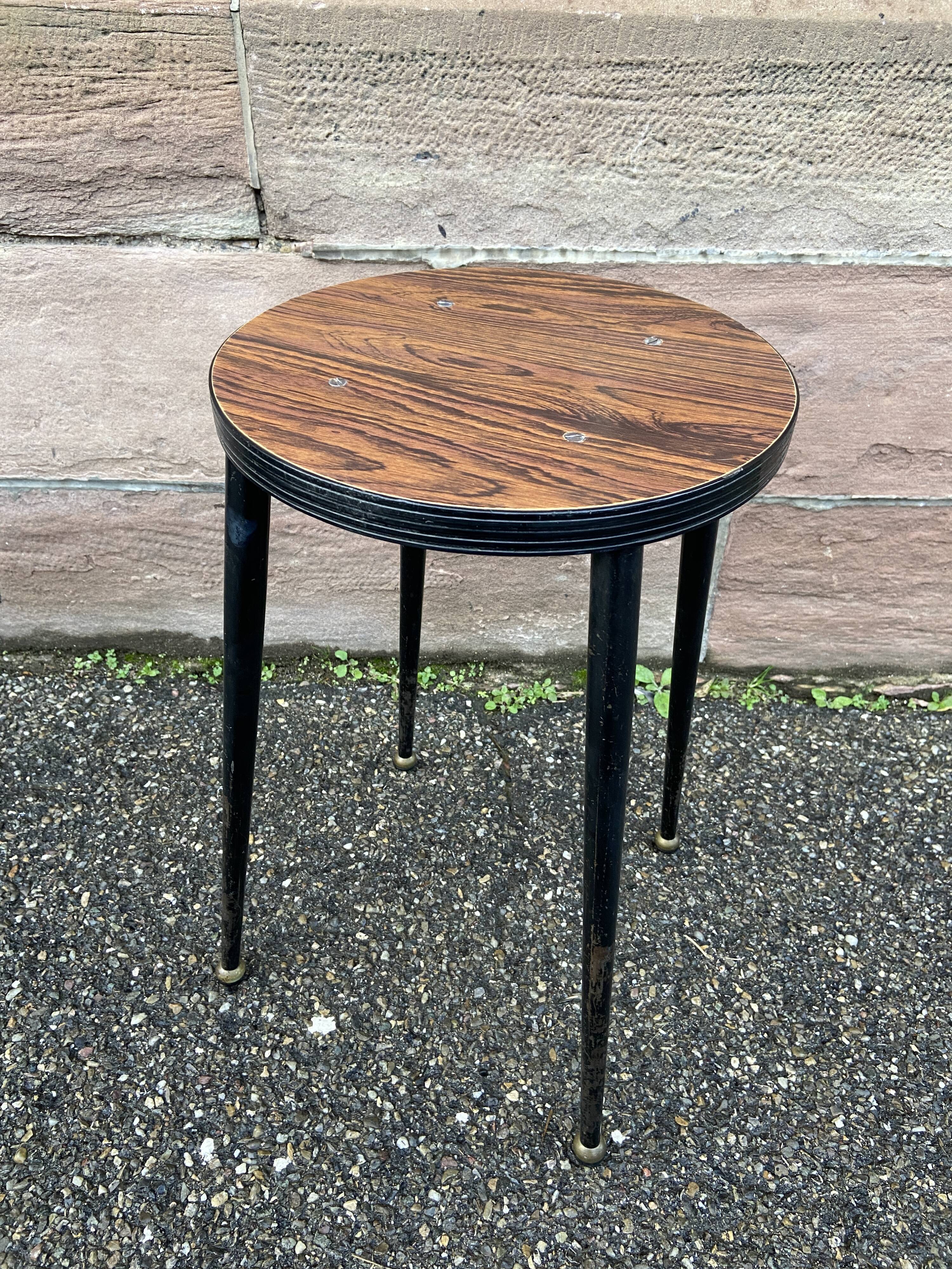 Vintage Scandinavian metal & formica stool 60s