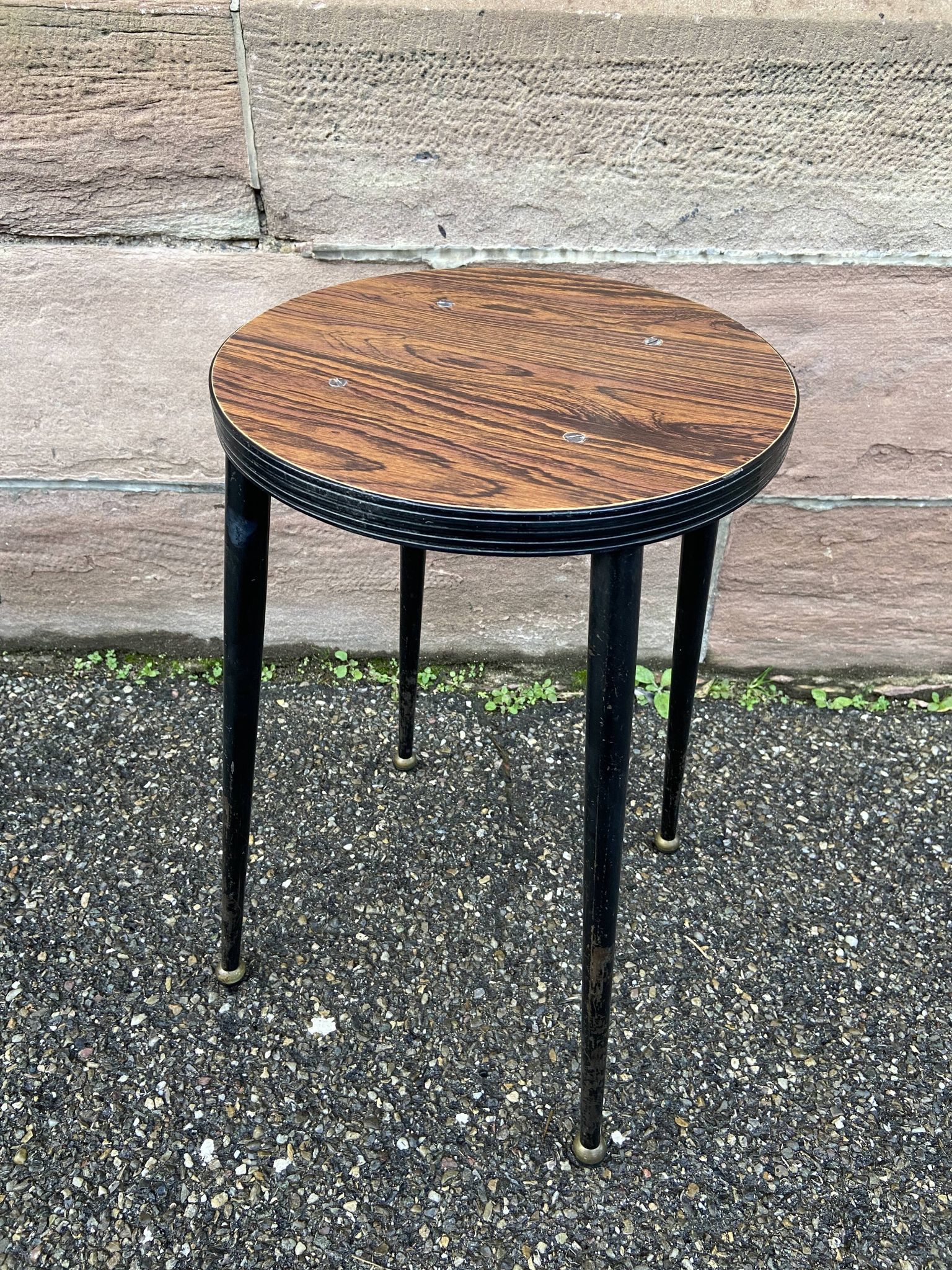 Vintage Scandinavian metal & formica stool 60s