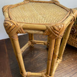 Low rattan stool