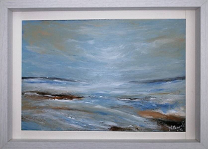 Abstract marine landscape painting, original signed and delivered with its certificate.