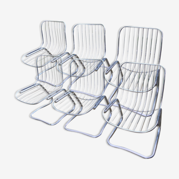 Set de 6 chaises Gastone Rinaldi chrome des années 70