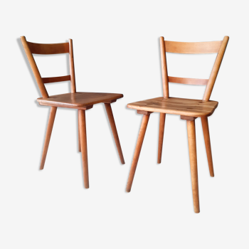Pair of vintage all-wood chairs by Adolf Schneck for Schaffer, Germany 1947