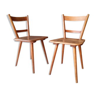 Paire de chaises vintage tout en bois par Adolf Schneck pour Schaffer, Allemagne 1947