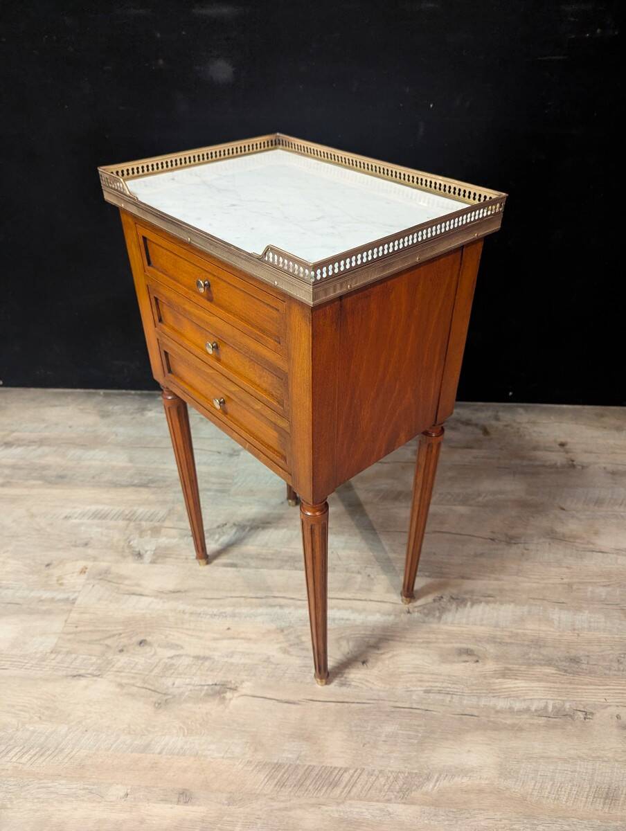 Pair of Louis XVI Style Bedside Tables in Cherry Wood