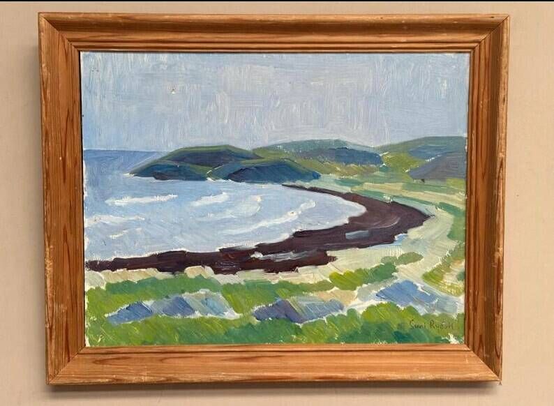 Original Swedish Oil on Panel – “Coastal Landscape” by Curt Rydell – Signed – Vintage & Framed – 33 × 40 cm (13" × 15.7")