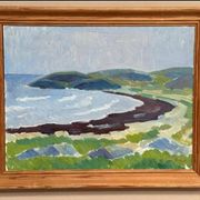 Original Swedish Oil on Panel – “Coastal Landscape” by Curt Rydell – Signed – Vintage & Framed – 33 × 40 cm (13" × 15.7")