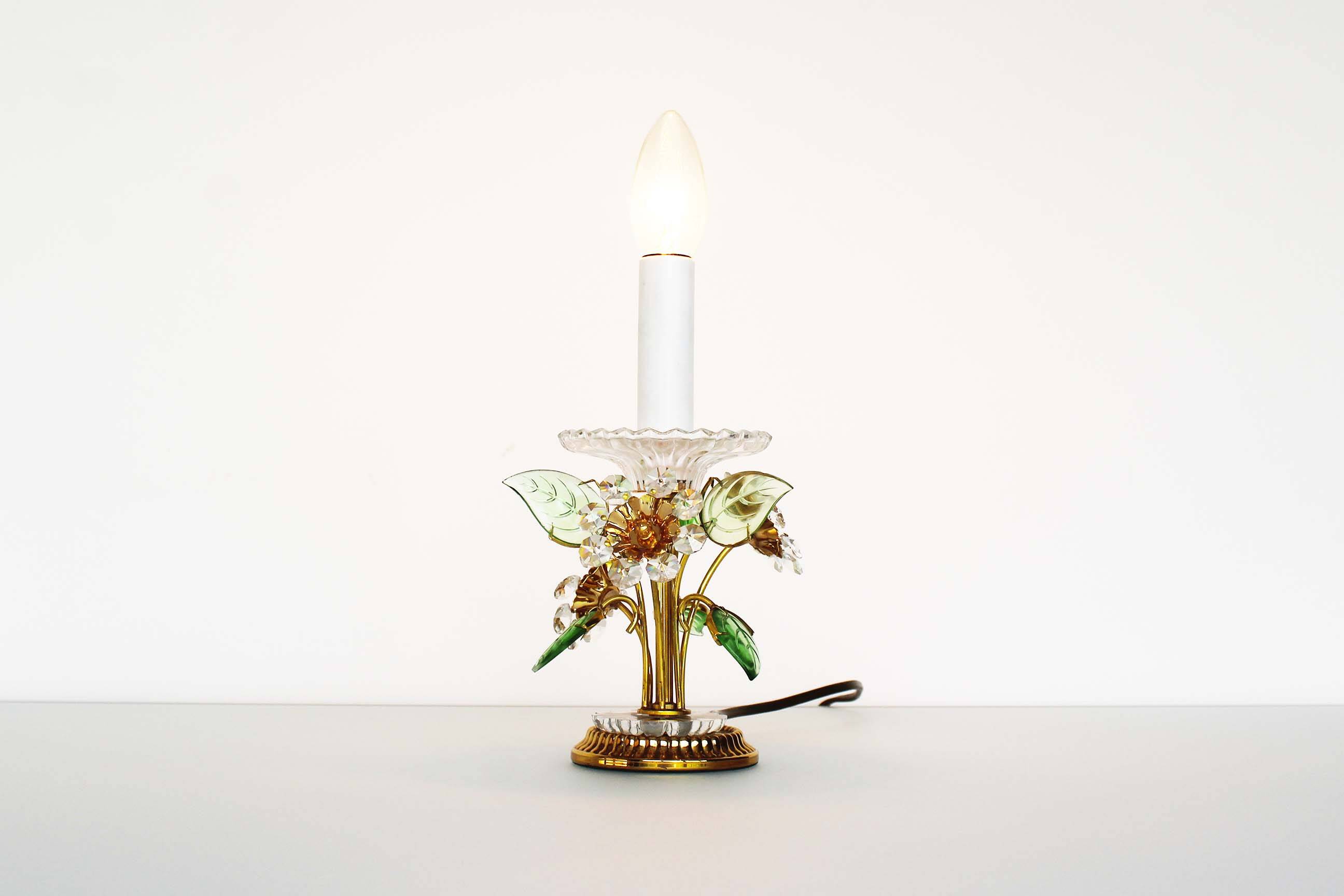 Incredible gilt and crystal Floral table lamp by Palwa