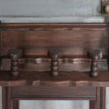 Solid wood coat rack with wall mirror, heart-shaped coat hooks