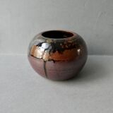 Vase boule en grès signé Yves Remond