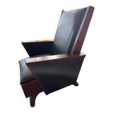 50s leather armchair - good seat - signed