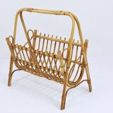 Bamboo and rattan magazine rack in the style of Franco Albini, Italy, 1950s.
