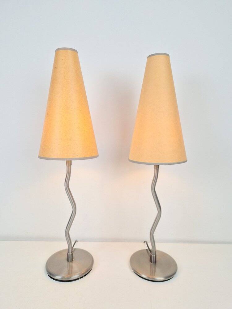 Lampes de table vintage Squiggle Antimon Zigzag d'Ikea, années 1990, ensemble de 2