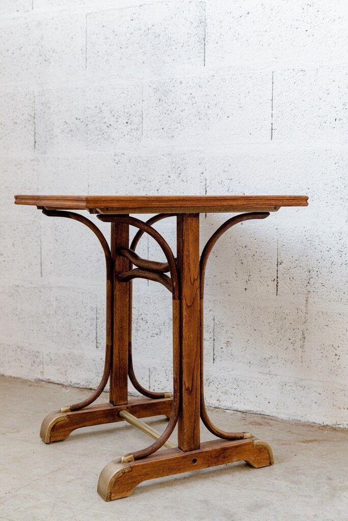 Curved wood bistro table