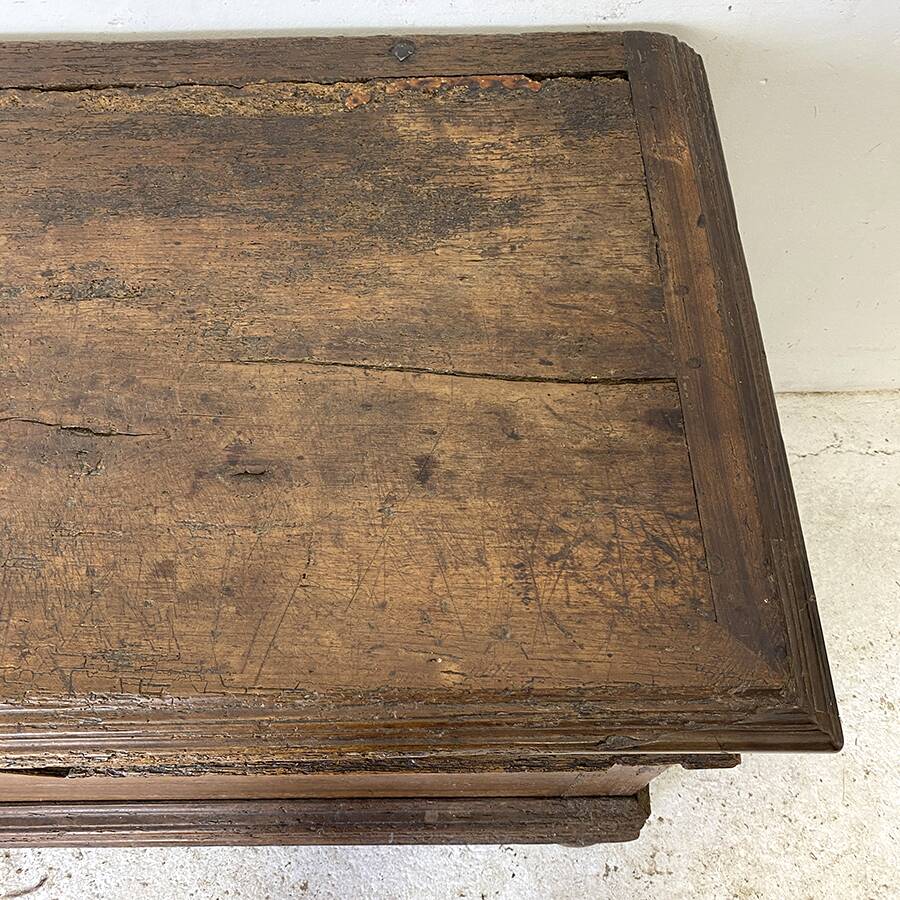 17th century chest in molded oak