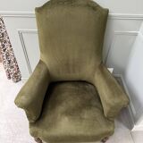 Green velvet tub chair