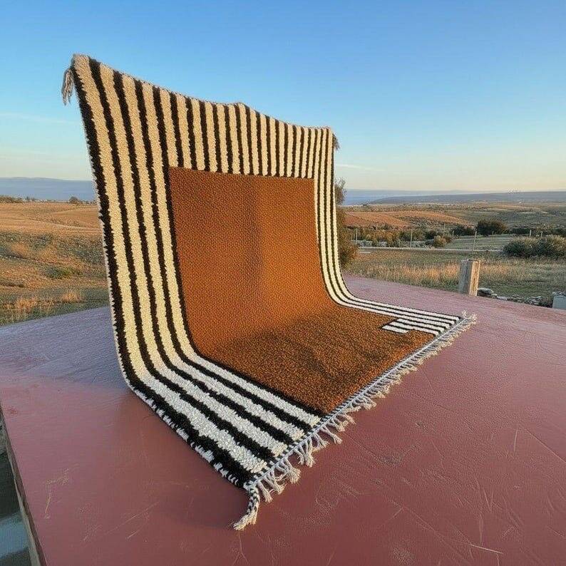 Large Berber rug made of natural wool from the Atlas Mountains, 3/4 m.