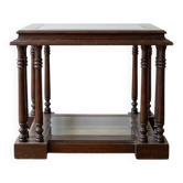 Wood and glass coffee table in Portuguese style.