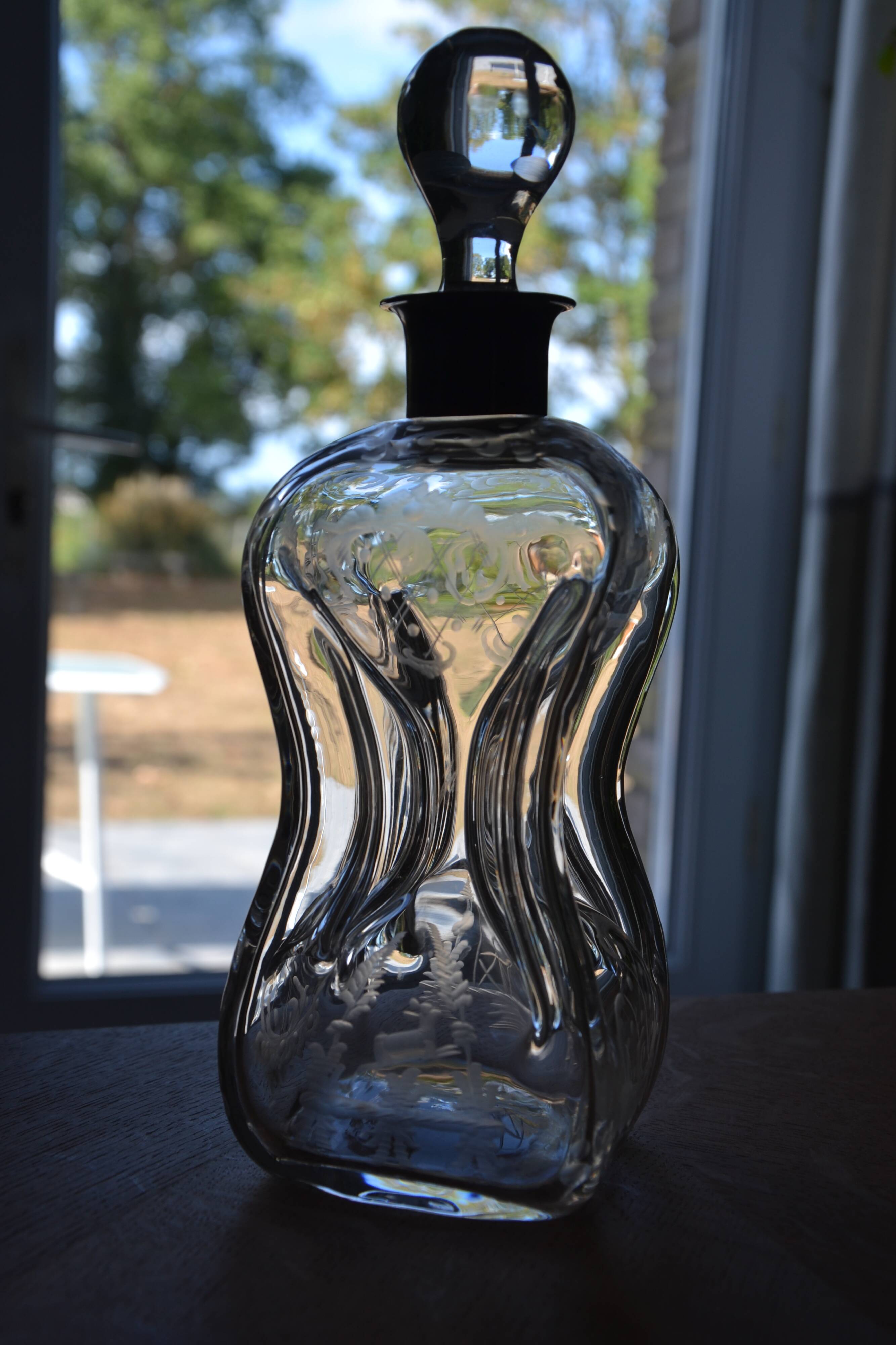 Carafe en cristal gravé Jacob Eiler Bang Danemark