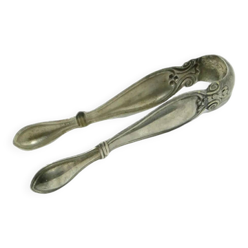 Pince à sucre Biedermeier, cuivre plaqué argent, Fraget, Pologne, 19e siècle