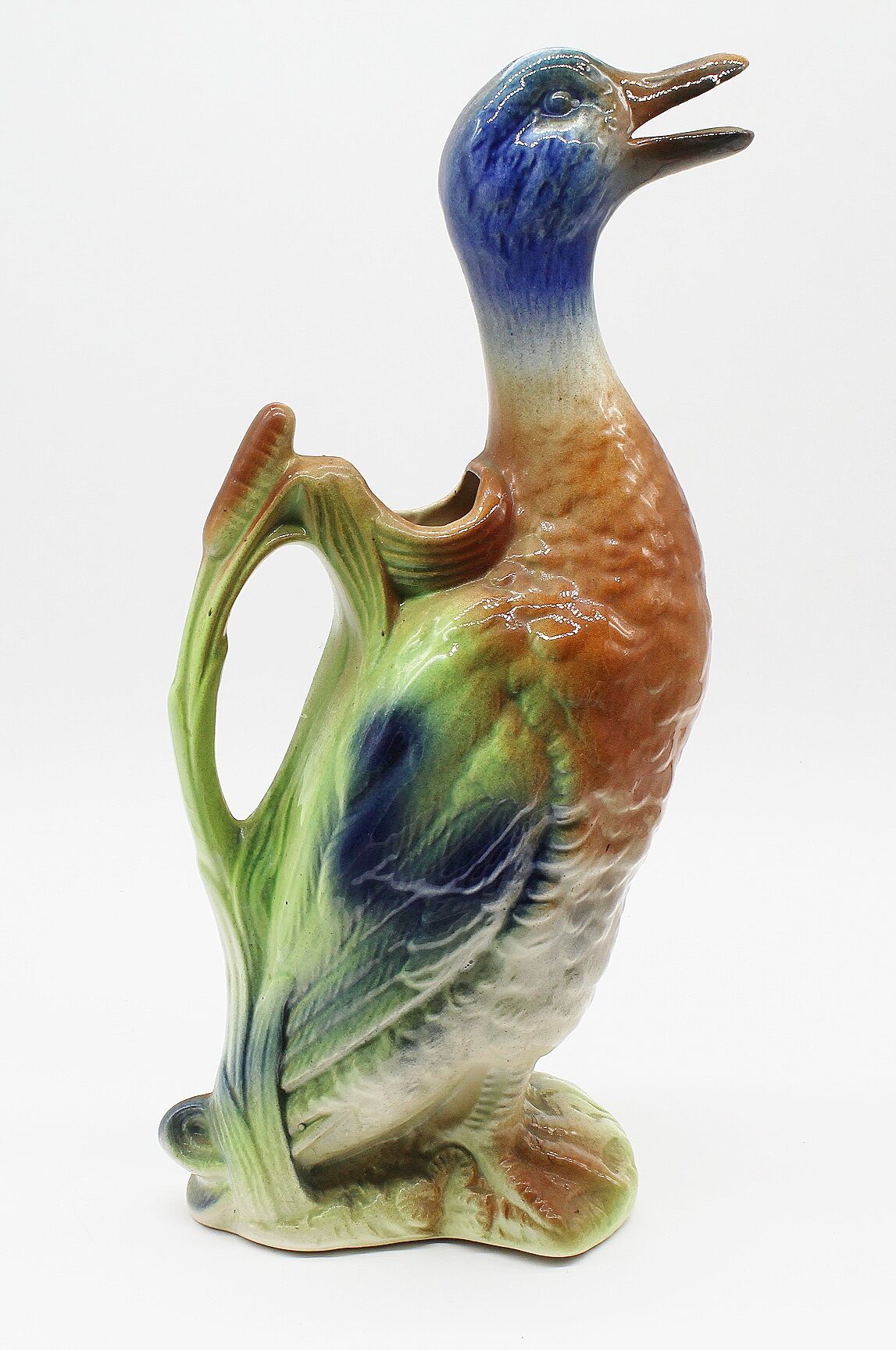 Duck carafe in barbotine