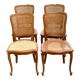4 Louis XV chairs in solid wood and cane