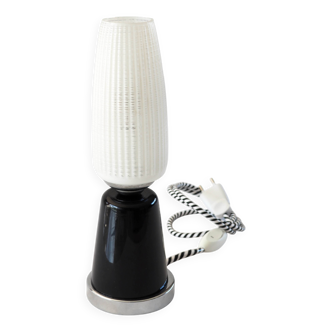 Black and white ceramic and glass lamp