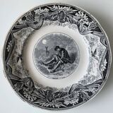 6 old earthenware talking plates from Creil & Montereau