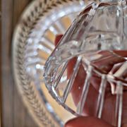 Plateau apéritif style art déco métal argenté et verre, 5 compartiments